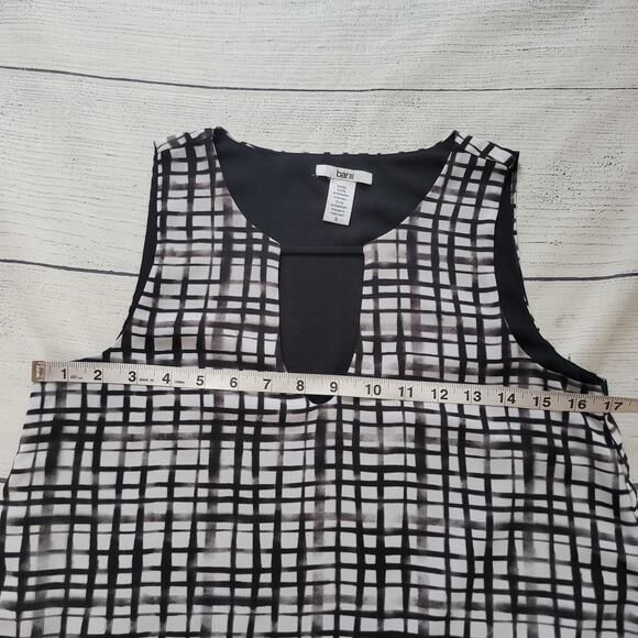 Bar III Size S	Women's Black Grid Print Handkerchief Hem Shift Dress - Picture 8 of 9